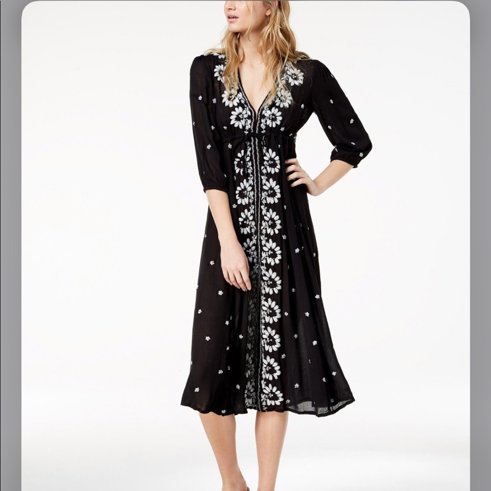 Free People Embroidered Fable Midi Dress